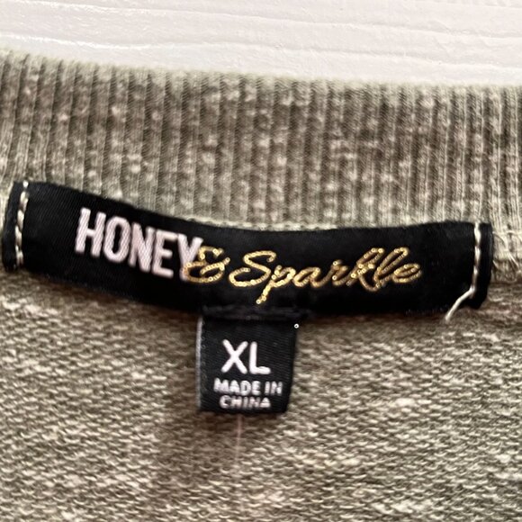 Honey And Sparkle Long Sleeve Crop Top Hunter Green Women's Size XL ~ NWT - Picture 4 of 10